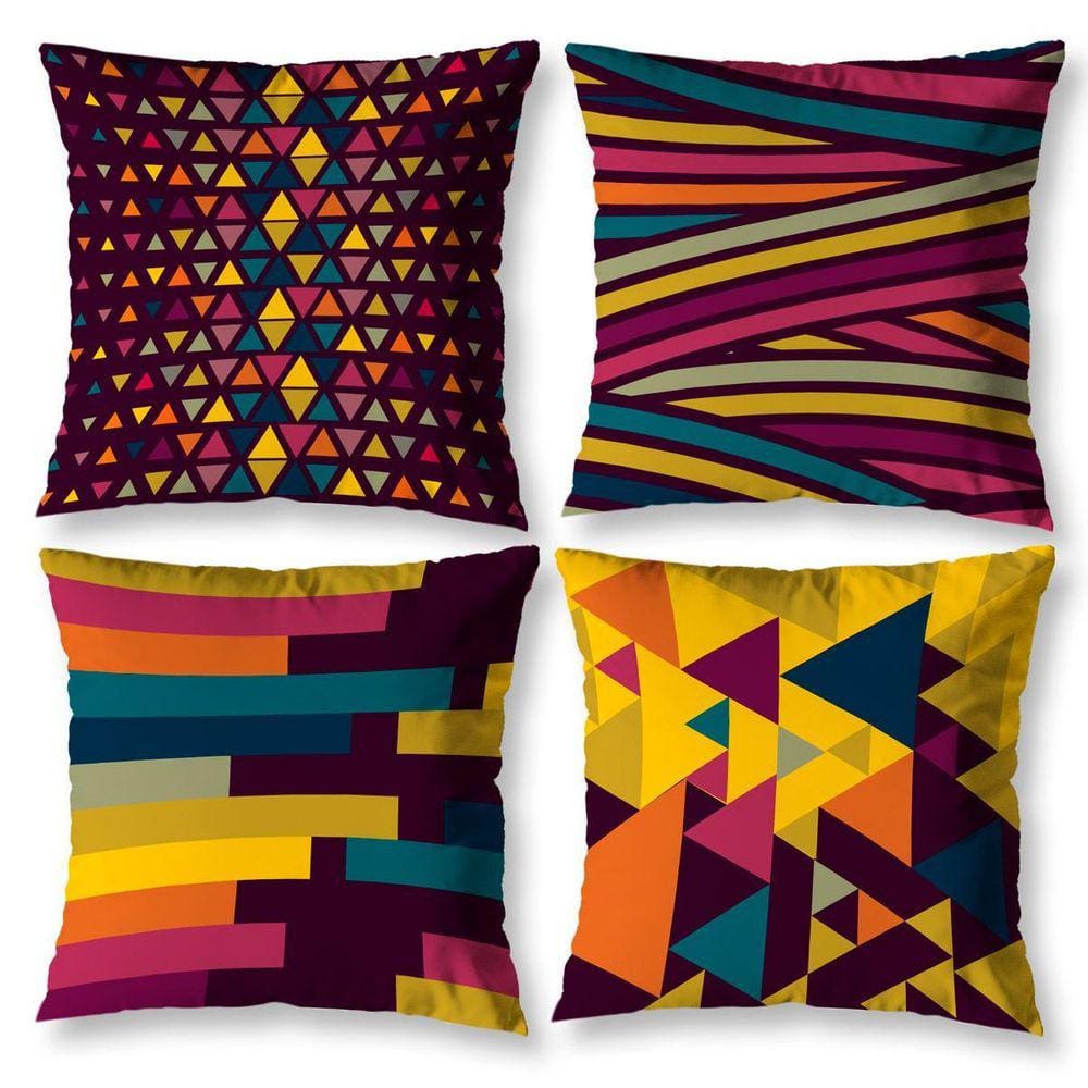 Kit 4 Capas De Almofada Sala 40Cm X 40Cm Estampadas Pastilha
