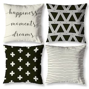 Kit 4 Capas Almofada Sala 40Cm X 40Cm Estampadas Happiness
