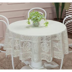 Toalha De Mesa De Renda Redonda 1,50M Floral Palha