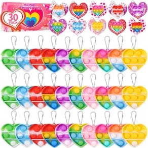 Presentes de Dia dos Namorados, 30 pacotes com chaveiro Heart Pop Fidget