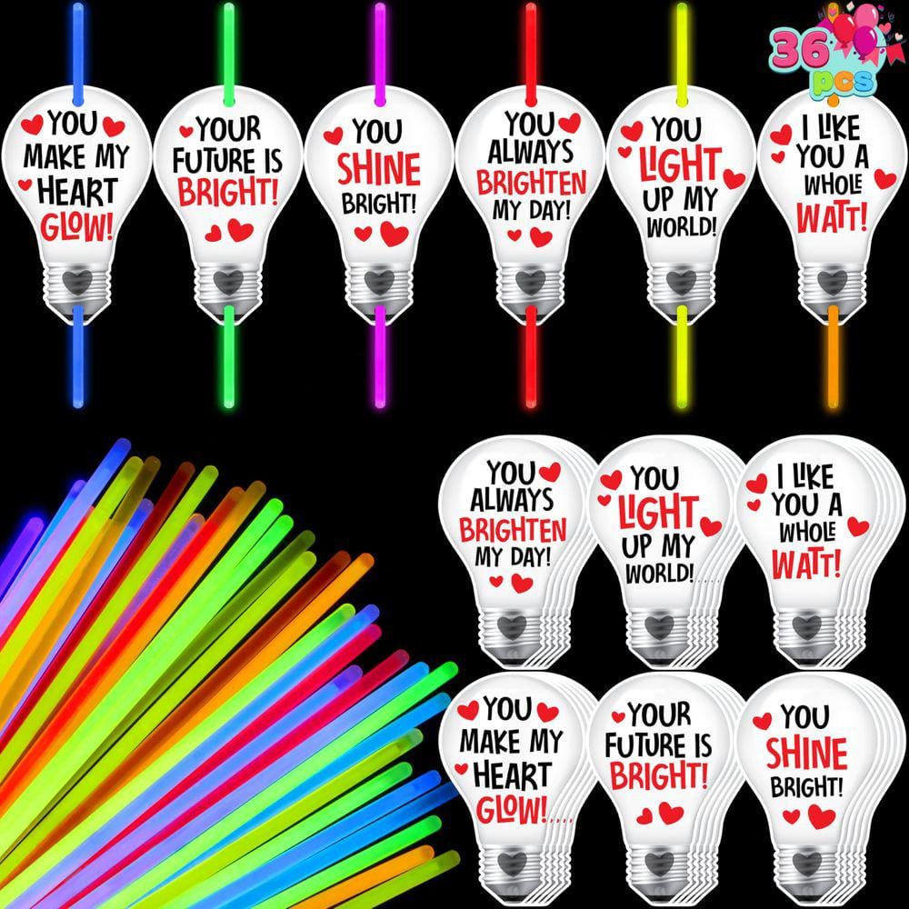 Cartões-presente de Dia dos Namorados com Glow Sticks, 36 pacotes