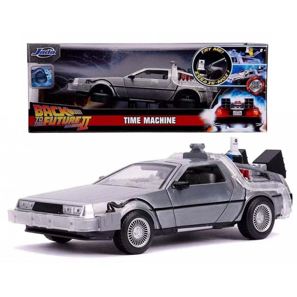 Miniatura Jada Back to the Future II DeLorean Time Machine 1/24 c/ Luz Die-Cast