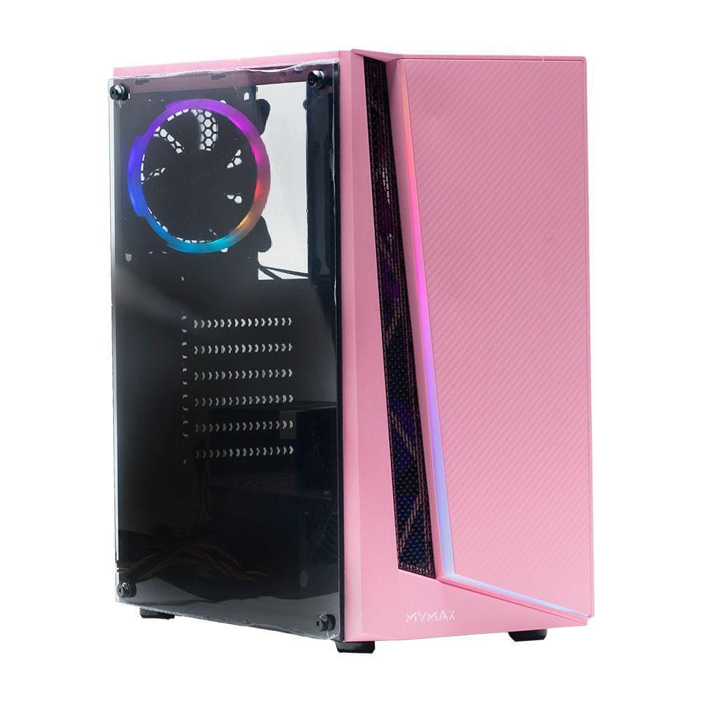 Gabinete Gamer Lion USB 3.0 Rosa com 1 Cooler ARGB - MYMAX