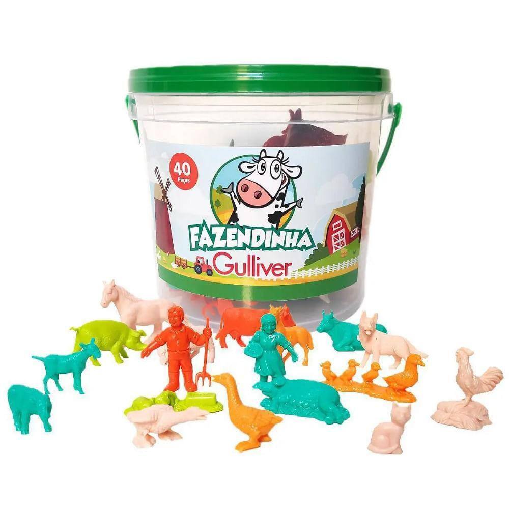 Balde  Fazendinha com 40 Figuras Variadas - Gulliver