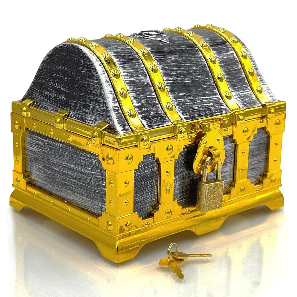 Treasure Chest Dronside Kids com moldura dourada com fechadura e chave