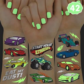 Tatuagens temporárias xo, Fetti Cars Glow in Dark Kids 42 unidades