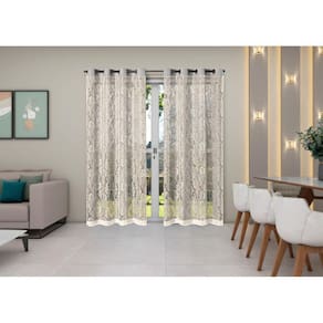 Cortina Renda 2,80M X 1,80M Sala Quarto Janela Cozinha Cinza