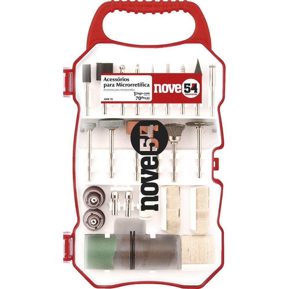 Jogo de acessórios p/ microrretífica c/ 70 pç amr70 Nove54