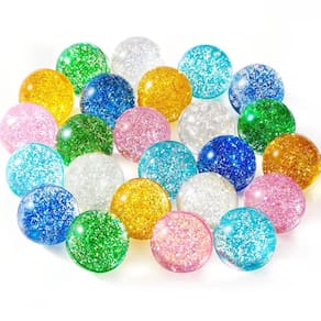 Bouncy Balls Ayfjovs Glitter 32 mm, borracha, 6 cores, 24 unidades