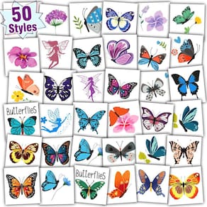 Tatuagens temporárias PARTY Butterfly para crianças (50 estilos)