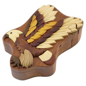 Caixa de quebra-cabeça Flying Eagle l Wood Intarsia com composição secreta