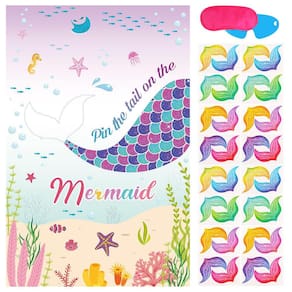 Jogo de festa Eaezerav Pin The Tail on The Mermaid com 32 caudas