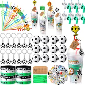 Suprimentos para festas Weysat Soccer 184 unidades com chaveiro Cup Straw Ball