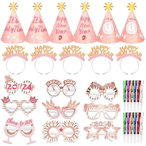 Kit de festa HOWAF 2024 Feliz Ano Novo com 51 peças de ouro rosa