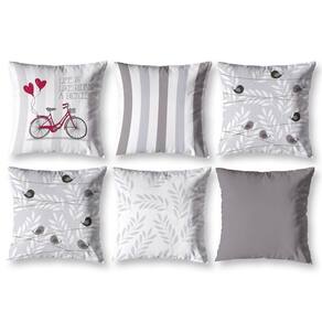 Kit 6 Almofadas Cheias 40X40 Estampadas Vintage Bike Branco