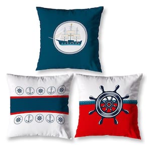 Kit 3 Capa De Almofada Estampadas Infantil 40X40 Zíper Navio