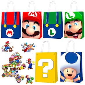 Sacos de festa Fruitful Party Super Mario, 24 unidades com 50 adesivos