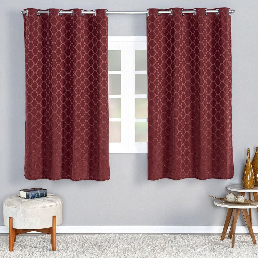 Cortina Dallas 2,80M X 1,60M Jacquard Vinho Para Sala Quarto
