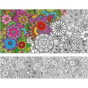 Pacote com 2 pôsteres para colorir Jumbo Mandala Flower, papel de 127 x 64 cm