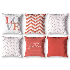 Kit 6 Capas De Almofada 40 X 40 Estampadas Chevron Laranja