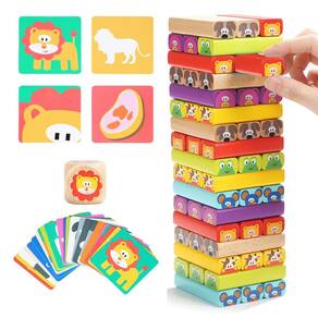 Jogos de tabuleiro empilháveis de blocos de madeira TOP BRIGHT Kids 4-8 anos