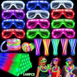 Suprimentos de festa TURNMEON 148 PCS Glow in the Dark New Year`s
