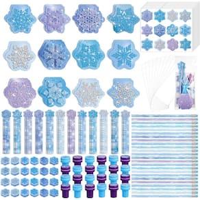 Conjunto de papelaria Cholemy, 168 peças de lembrancinhas de festa Winter Snowflake