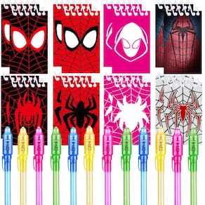 Conjunto de lembrancinhas de festa Spider Hero, caneta de tinta invisível com blocos de notas
