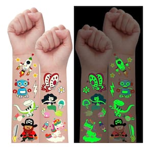 Adesivos de tatuagem temporários PARTY Glow para crianças (30 folhas)