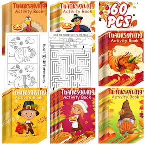 Livros de atividades de Ação de Graças Maitys 60 unidades para crianças