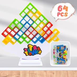 Tetra Tower Stack Attack Game Lemren 64 unidades com caixa de armazenamento