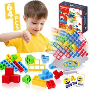Jogo Tower Balance Stacking Blocks DEICIT 64 unidades para crianças
