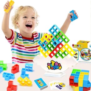 Jogo Tetra Tower Balance Puzzle Block Stacking Toys Carlerai