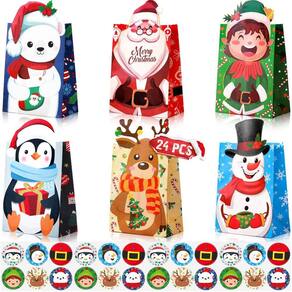 Sacos de presente de Natal TaoBary, 24 peças, sacolas de guloseimas para festas de Natal