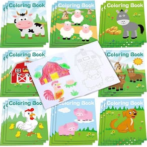 Conjunto de livros para colorir Farmhouse Animals Kids Party Favor 24 unidades