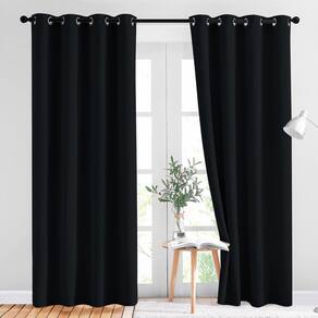 Cortinas Blackout NICETOWN Black 213 cm com isolamento térmico