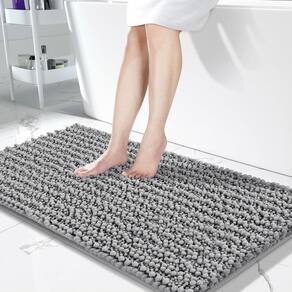 Tapete de banho Yimobra Luxury Shaggy 112x61cm cinza
