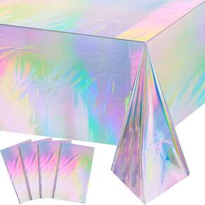Toalha de mesa FunnyPars Iridescent Plastic 137x274cm, pacote com 4