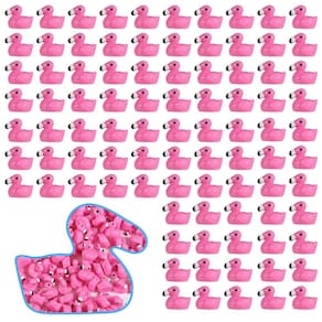 Estatuetas Mini Flamingo HAKFOO 100 unidades de resina rosa para decoração
