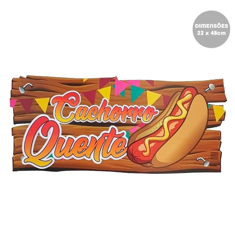 Placa Festa Junina Para Barraca De Cachorro Quente 22X48Cm