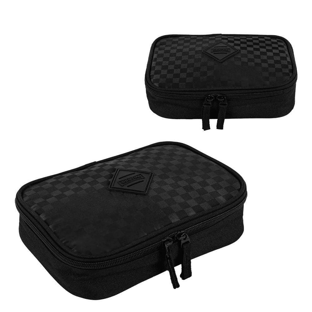 Estojo Baú Xadrez Nailon Preto Sestini