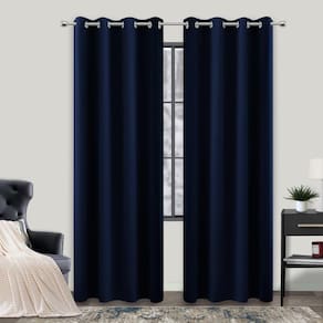 Cortinas KOUFALL Navy Blue Blackout 214 cm de comprimento, conjunto de 2 painéis