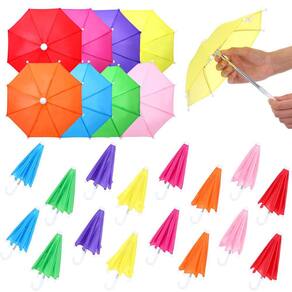 Mini guarda-chuvas Jenaai multicoloridos de 10,8 polegadas para decoração x2