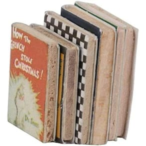 Conjunto de livros de ornamentos em miniatura, 6 peças em escala 1:12 para casa de bonecas