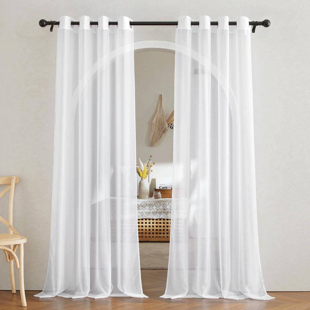 Cortinas transparentes NICETOWN White 213 cm de comprimento 2 painéis W137 x L21