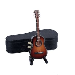 Guitarra miniatura Seawoo Dselvgvu com suporte e estojo de madeira de 10 cm