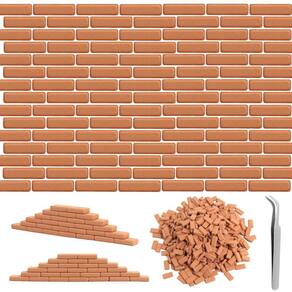 Mini Bricks Darovly 500 unidades, mini parede vermelha para casa de bonecas 1/35