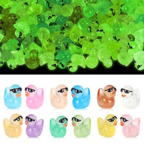 Mini Resin Ducks Fuyamp Luminous com óculos de sol 120 unidades de 1,2 cm