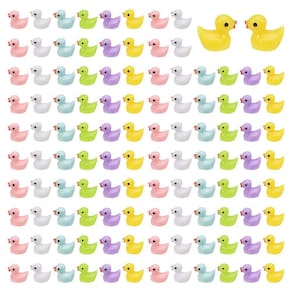 Mini bonecos de pato em miniatura de resina, 100 unidades multicoloridas