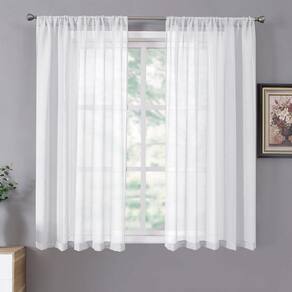 Cortinas transparentes Tollpiz Linen Texturizadas 138x115cm, conjunto branco 2